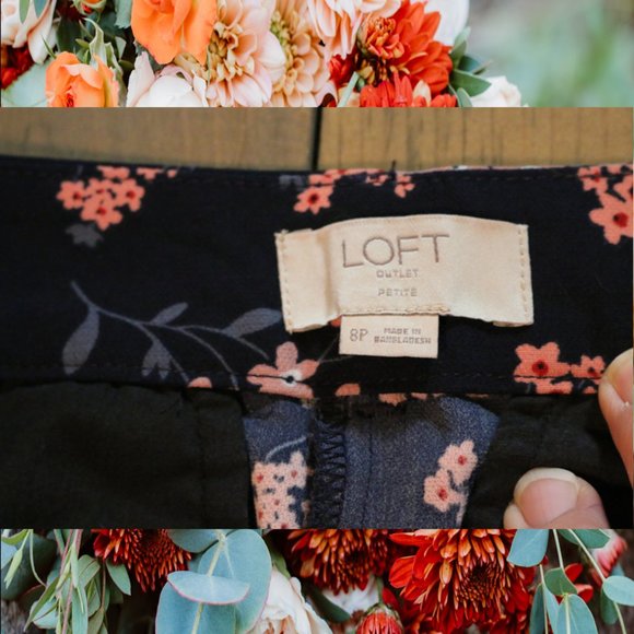 LOFT Outlet Petite wide leg floral capris Size 8P - Picture 4 of 4